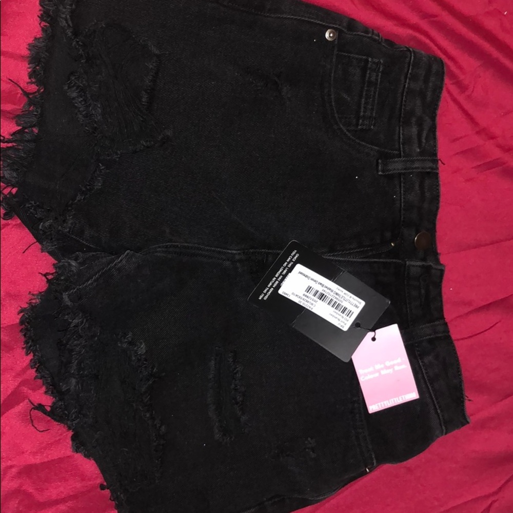 Black denim shorts
